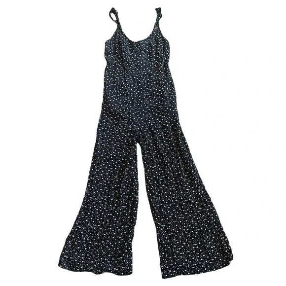 Saltwater Luxe Black Floral Jumpsuit Romper Flowy Boho Size Small Women's - Picture 2 of 13